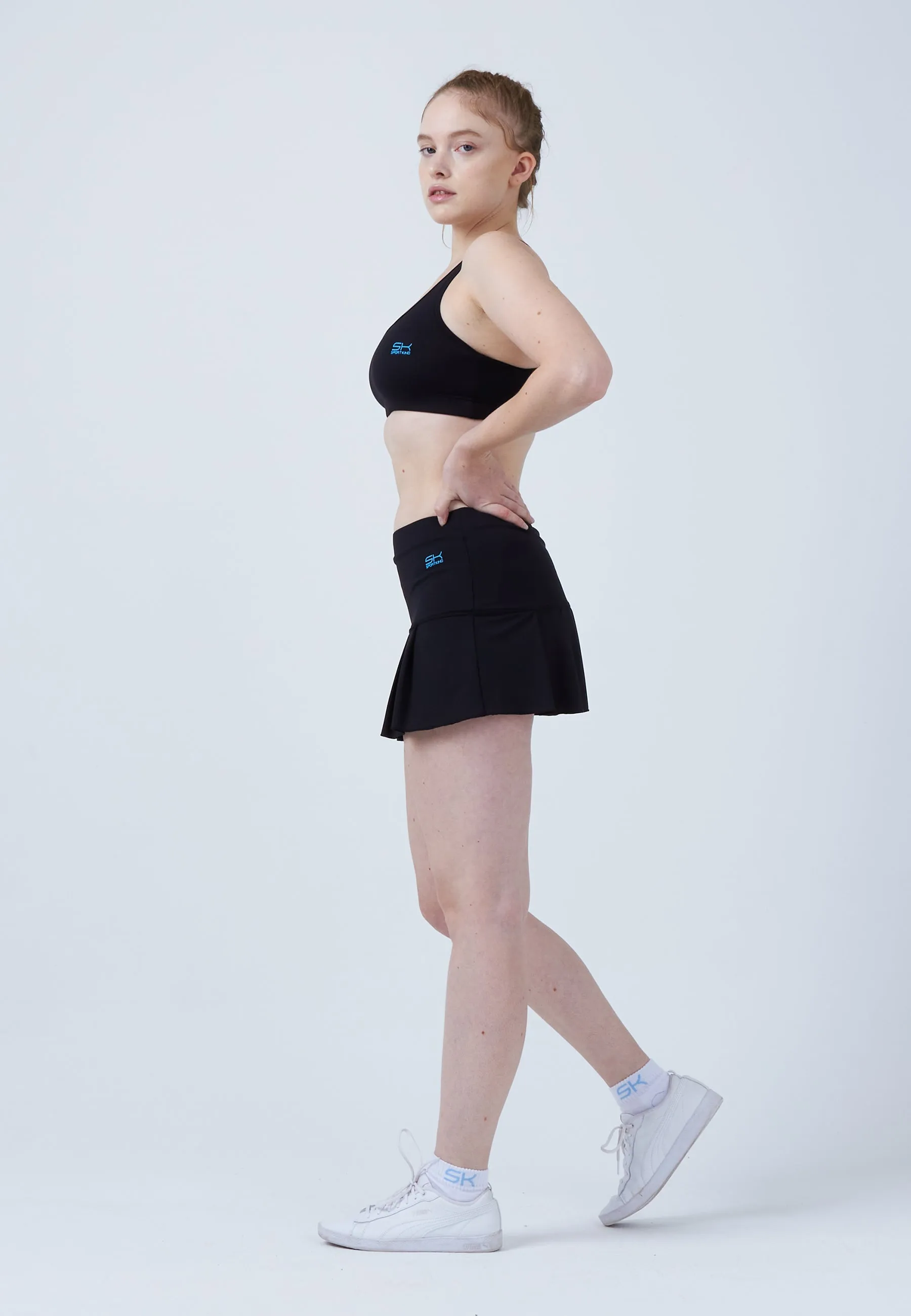 Wearable Art Pleated Tennis Skort, black