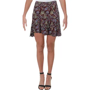 Ventilated Panels Foldable Packability Women's Floral Ruffled Mini Skirt,Multi