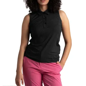 Sheer Fit Cross Women's Andrea Sleeveless Polo Golf Shirt - Black