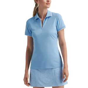 Peter Millar Women's Whitworth Sport Mesh Golf Shirt - Cottage Blue/White Weekend Style