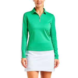 Wrinklefree Nivo Women's Nina LIVCOOL Long Sleeve Mock Neck Golf Shirt - Classic Green