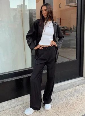 Snag Proof Fabric Button front Kacey Pants Black