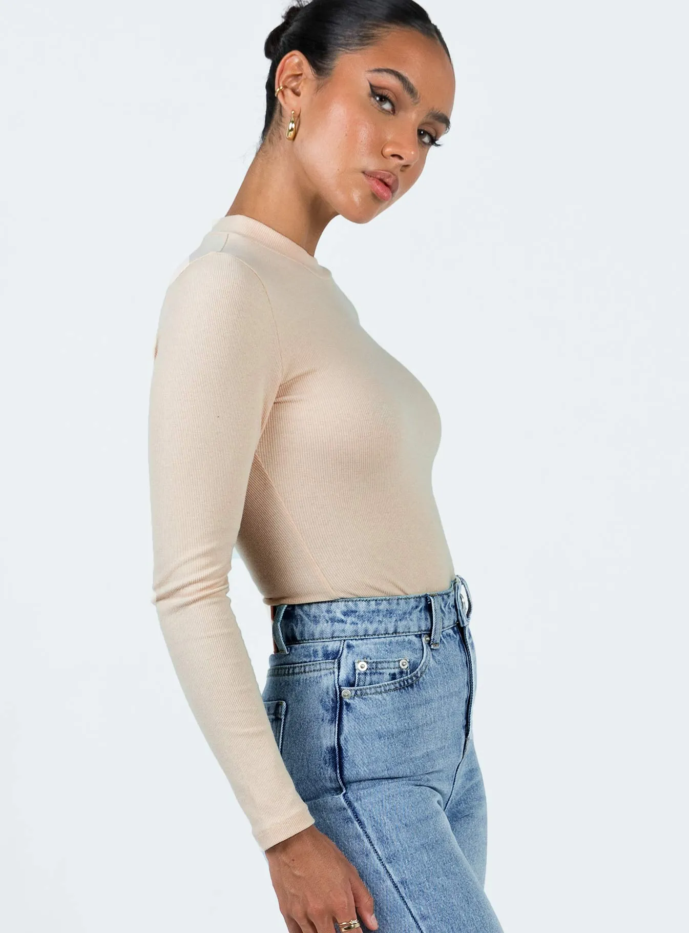 luxury bodysuit bodysuit outfit Maleny Long Sleeve Bodysuit Beige
