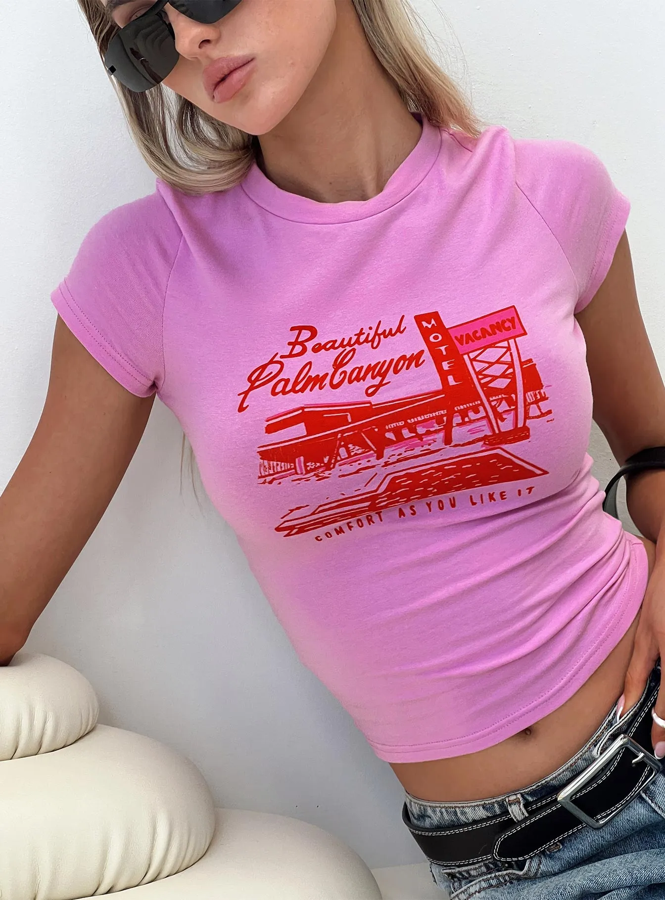 Classic Vibes Palm Canyon Tee Pink