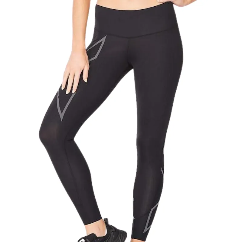 2XU Womens Light Speed Mid-Rise Comp Tight - Black/Black Reflective Soft Stretch