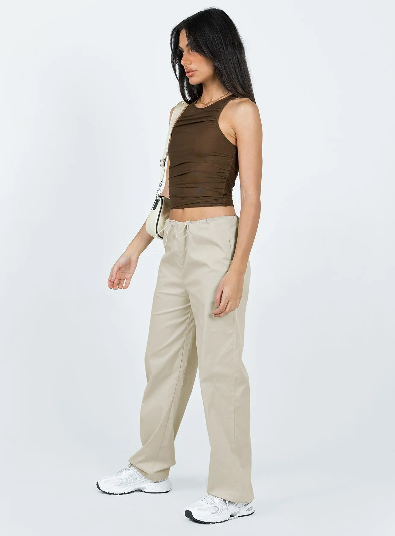 Non Tapered Leg Core Essential Connels Parachute Pants Beige