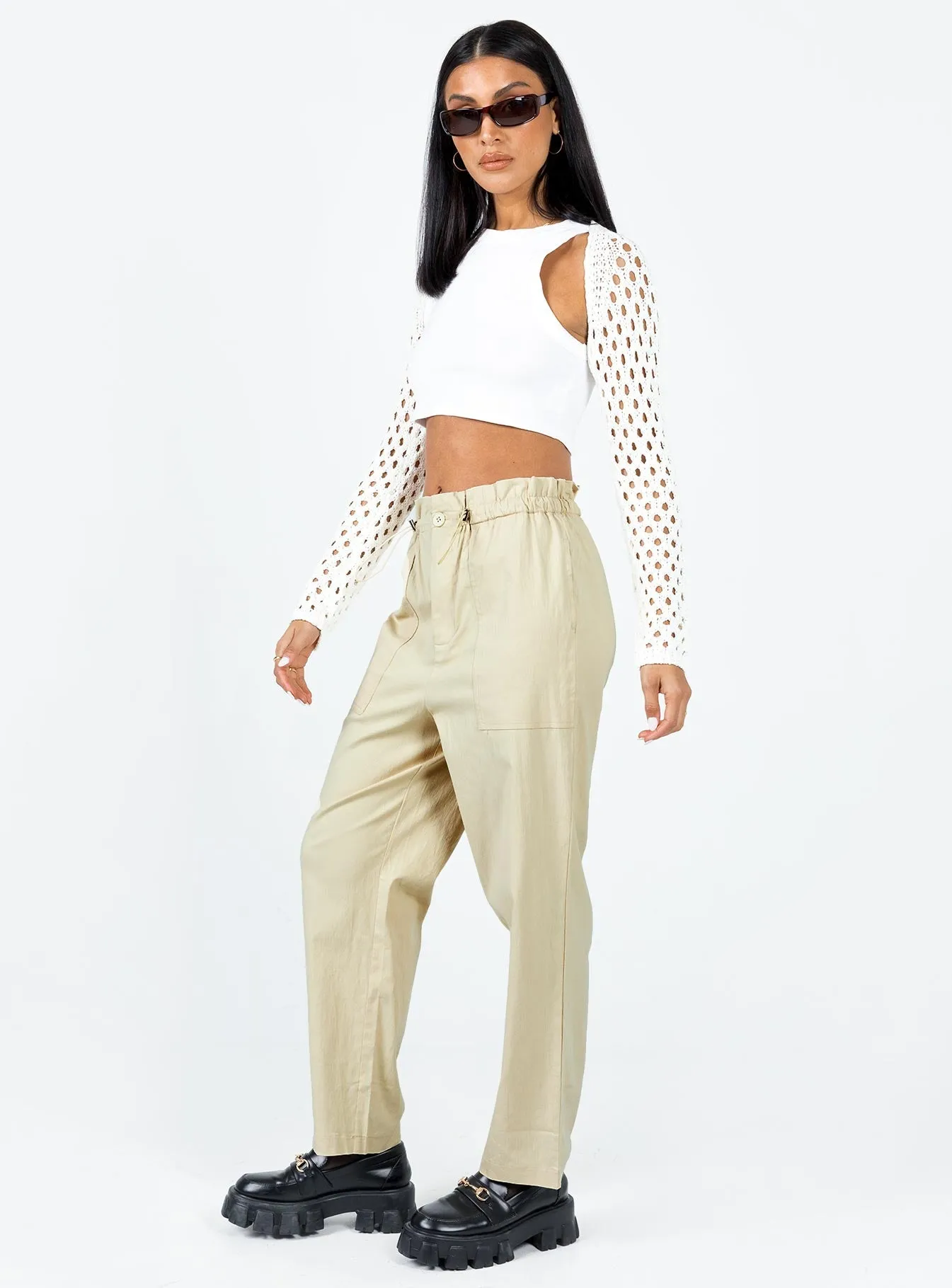 Preston Cargo Pant Beige tailored look