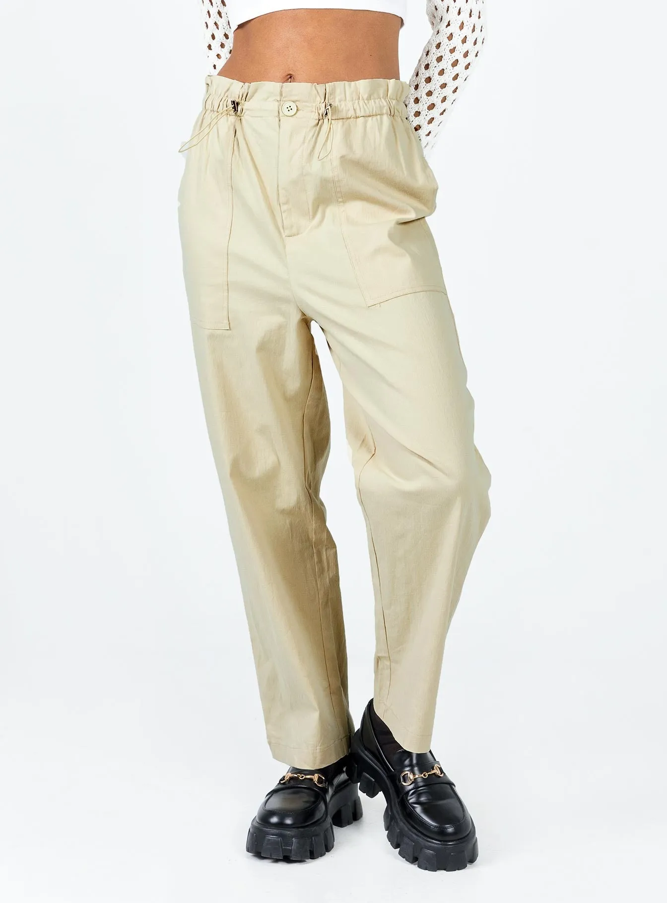 Abrasion Resistant Fabric Versatile Waist Preston Cargo Pant Beige