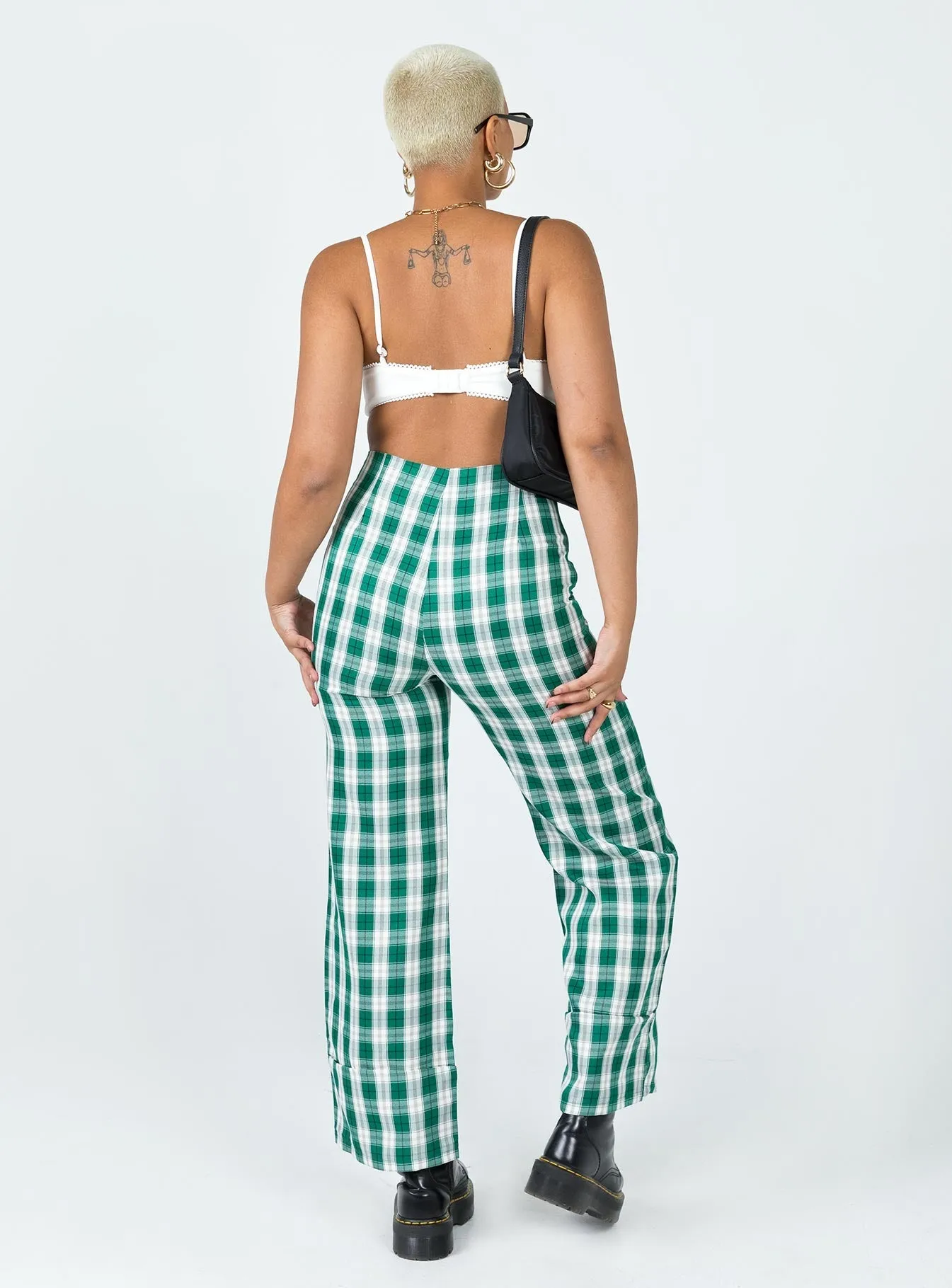 Refined fit Euros Pants Green Tartan
