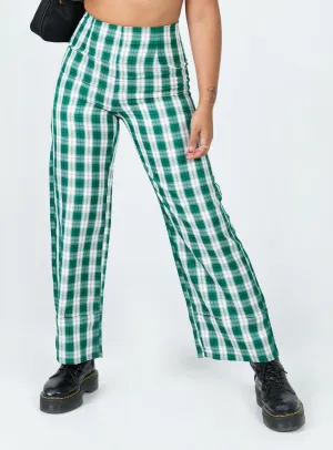 Shape Retention Euros Pants Green Tartan