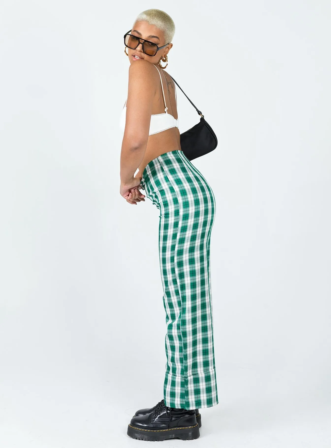 Quick drying material Euros Pants Green Tartan