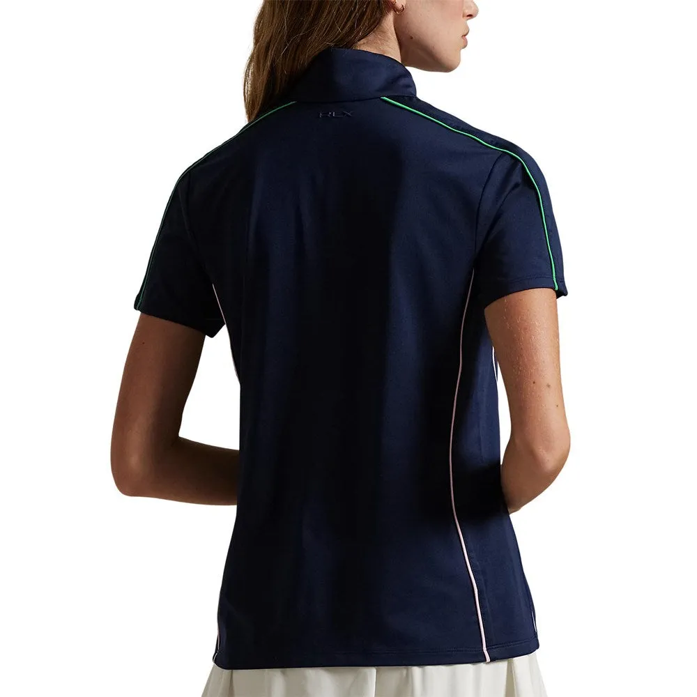 RLX Ralph Lauren Women's Mock Neck 1/4 Zip Golf Shirt - Refined Navy Multi DoubleLayered Collar