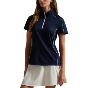 Peace Glow CompressionFreeCuffs RLX Ralph Lauren Women's Mock Neck 1/4 Zip Golf Shirt - Refined Navy Multi