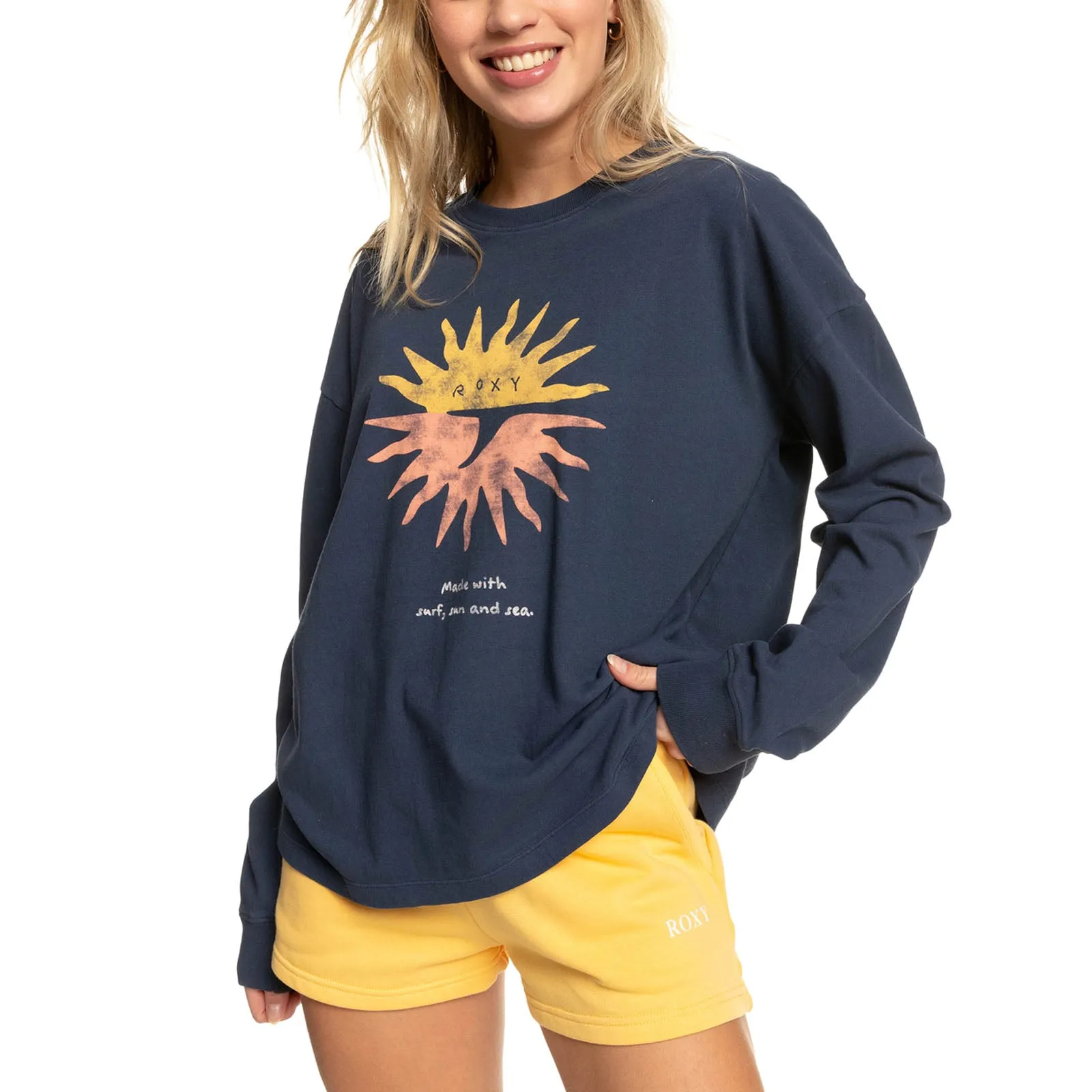 Comfortable And Trendy Trendy Layering Roxy Womens Love Sunset Oversized Boyfriend Crew T-Shirt