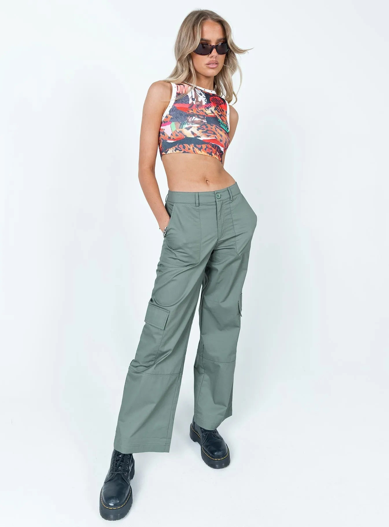 Luna Mid Rise Cargo Pants Grey Trail Comfort StainResistantCoating