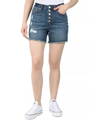 Effortless Motion Body Flex Women's Ripped Washed Denim Short,Blue