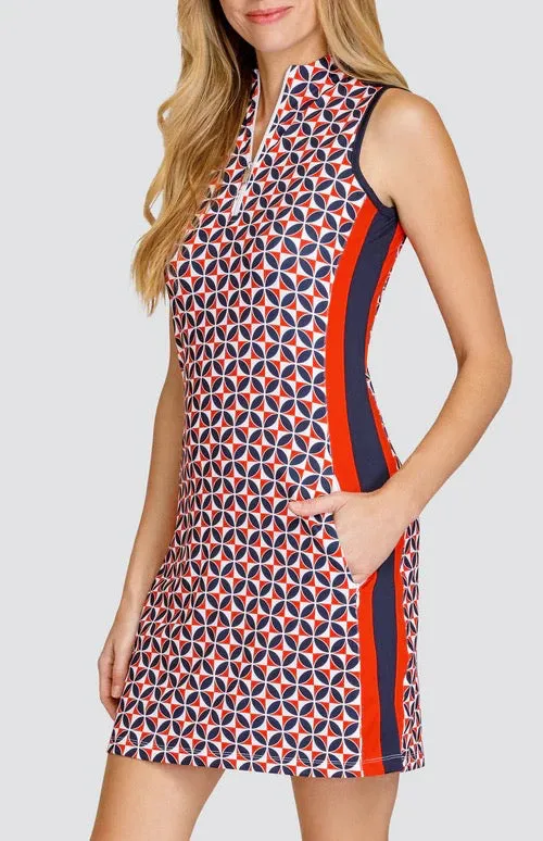 Shine Skin Fresh Combo New Tail Activewear Women's Henry Sleeveless Golf Dress - Marina Geo MSP$117