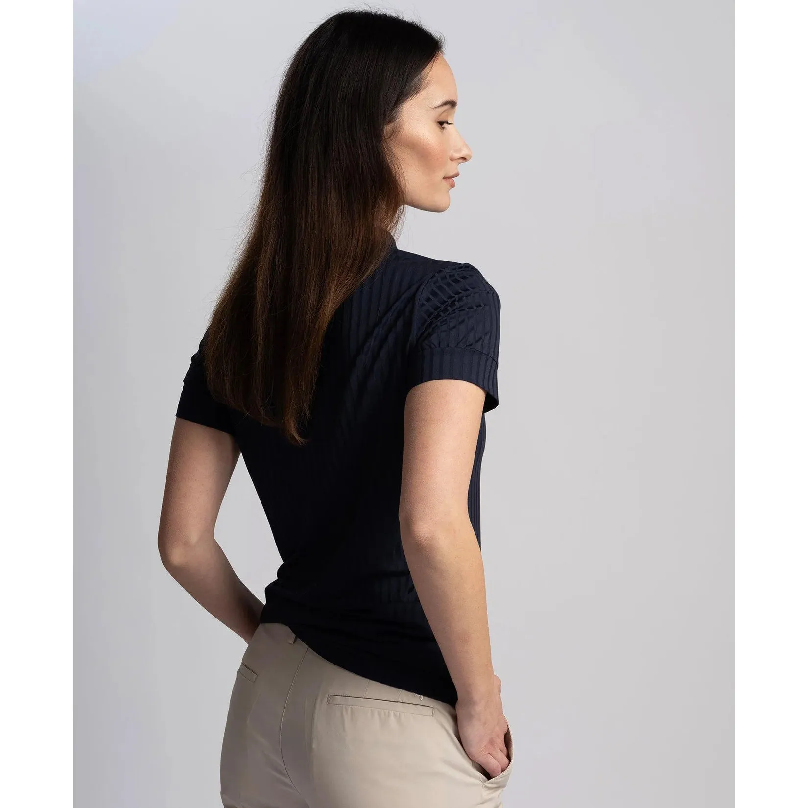 QuickDryTechnology Polish Tone Cross Women's Axela Polo Golf Shirt - Navy