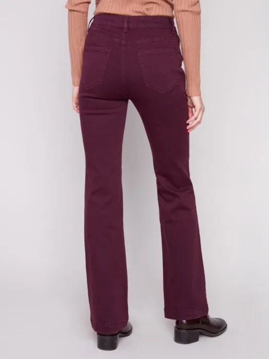 Fall Mood CHARLIE B FLARE LEG TWILL PANTS - BERRY