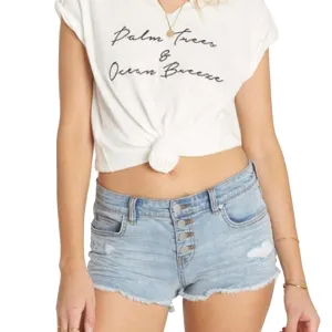 Women's Frayed Denim Short,Blue Stay Fresh