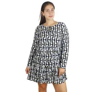 Women's Printed Ruffle Hem Dress,Multi Formal Look Classic structured dress