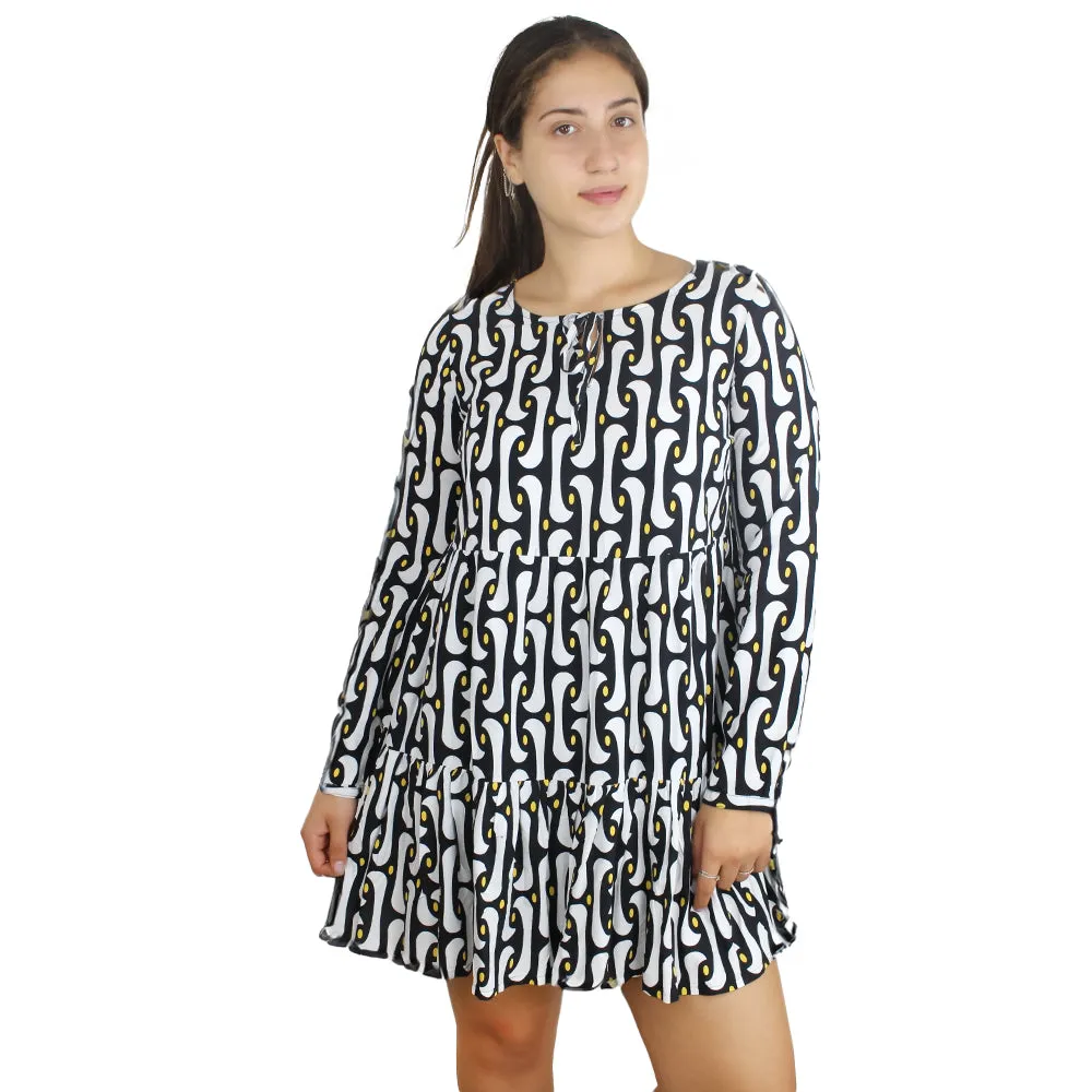 Women's Printed Ruffle Hem Dress,Multi Fashion Forward