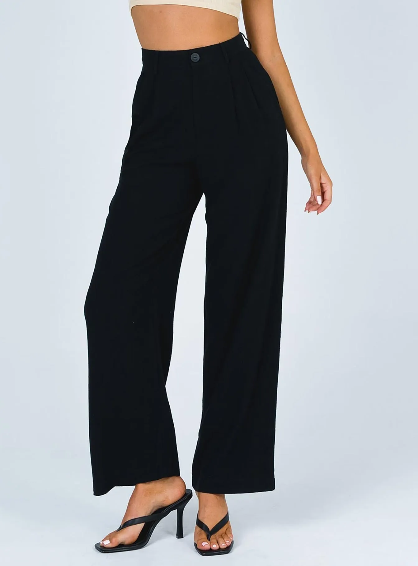 High Rise Design Stay Cool Brenda Linen Blend Pants Black