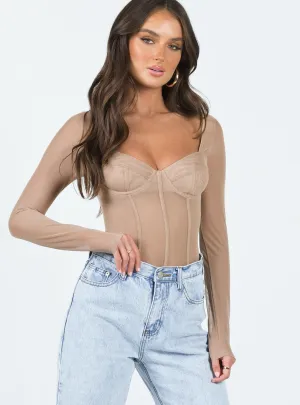 Leonie Bodysuit Beige low back bodysuit nude bodysuit