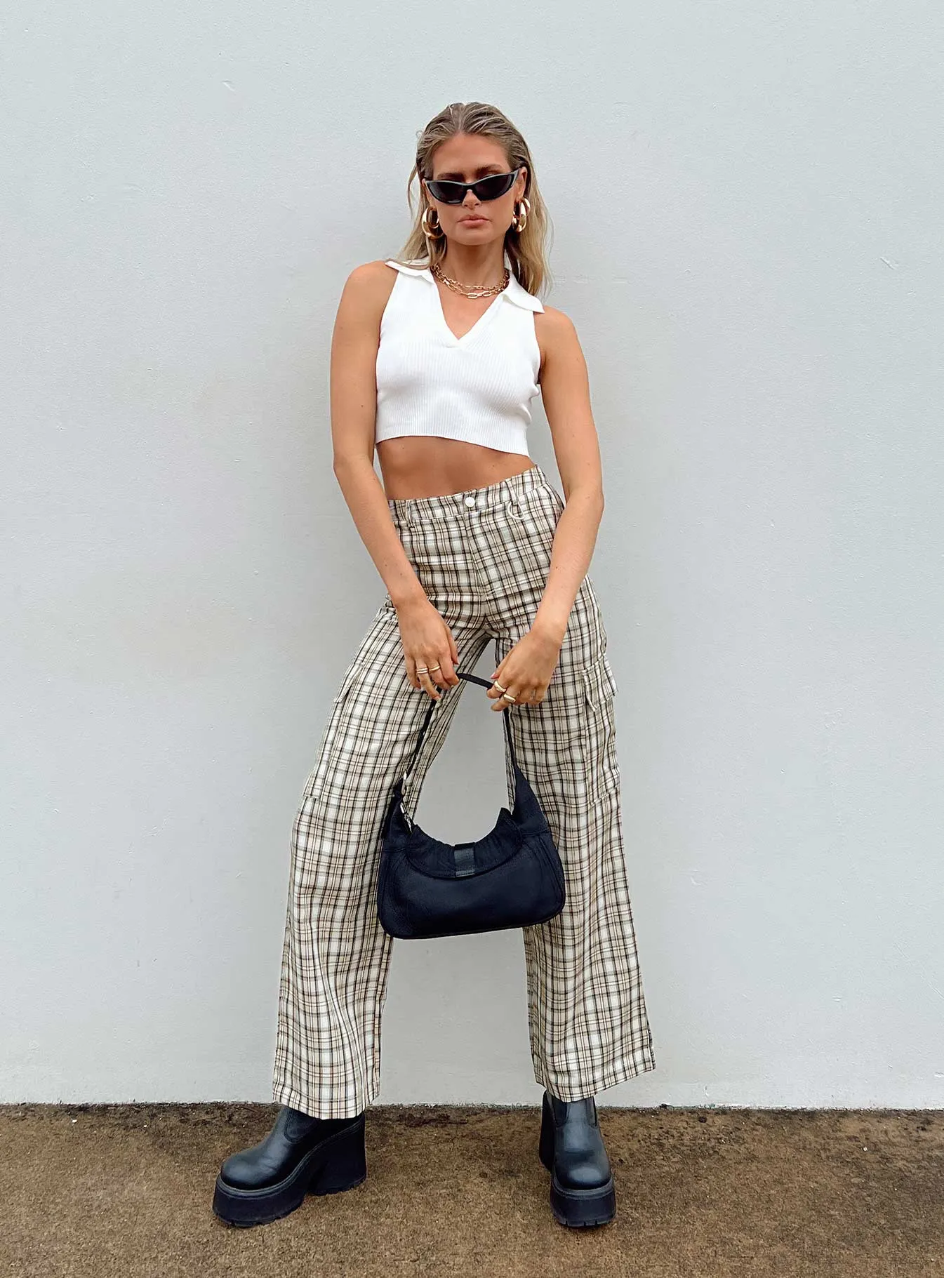 Tight Cut Laser Cut Perforations Mckay Check Cargo Pants Multi