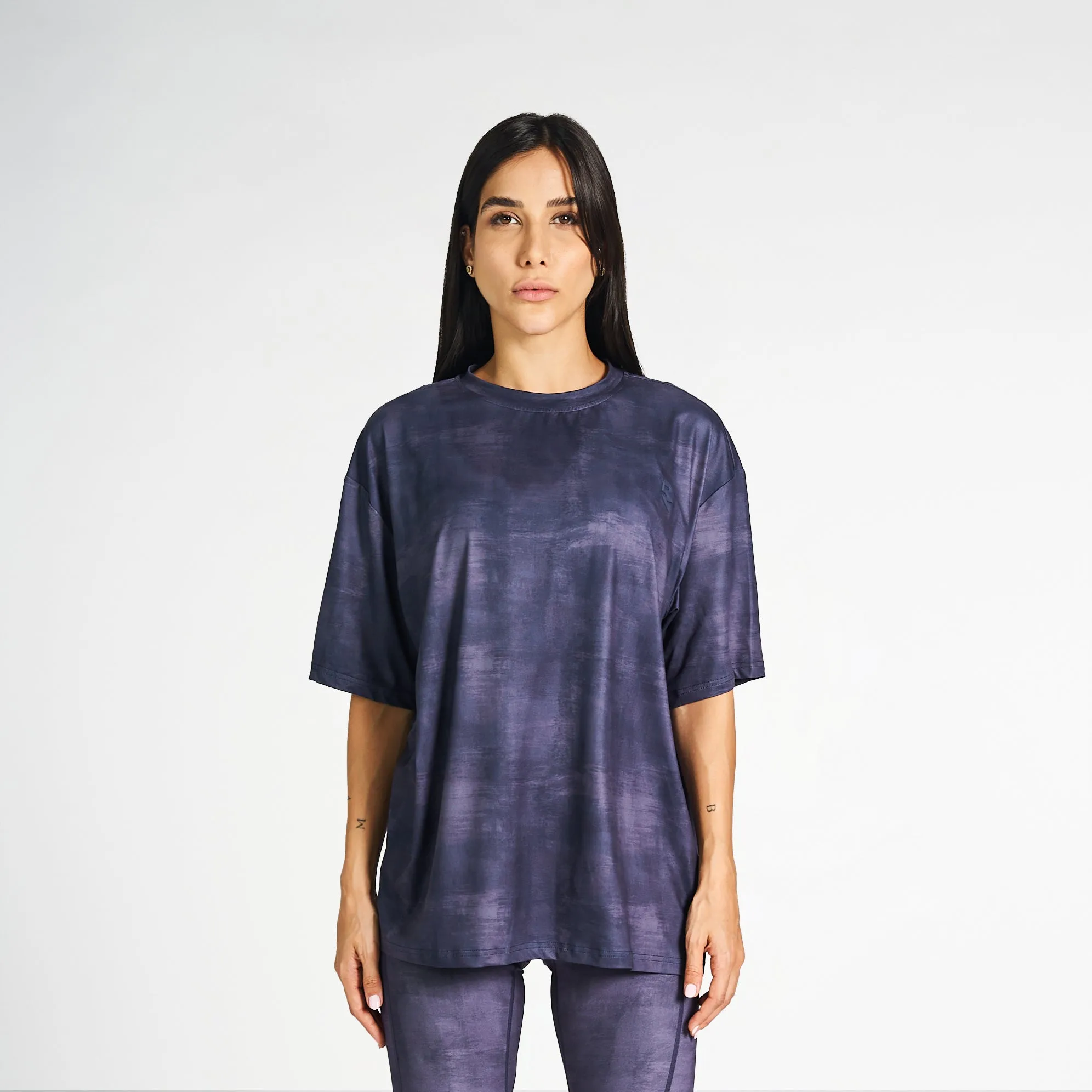 Printed Oversized Drop Shoulder Tee - Dark Navy Chilly Wear Street Comfort Style