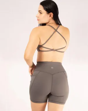 Anti-static seams Top deportivo para mujer con tiras espalda cruzada
