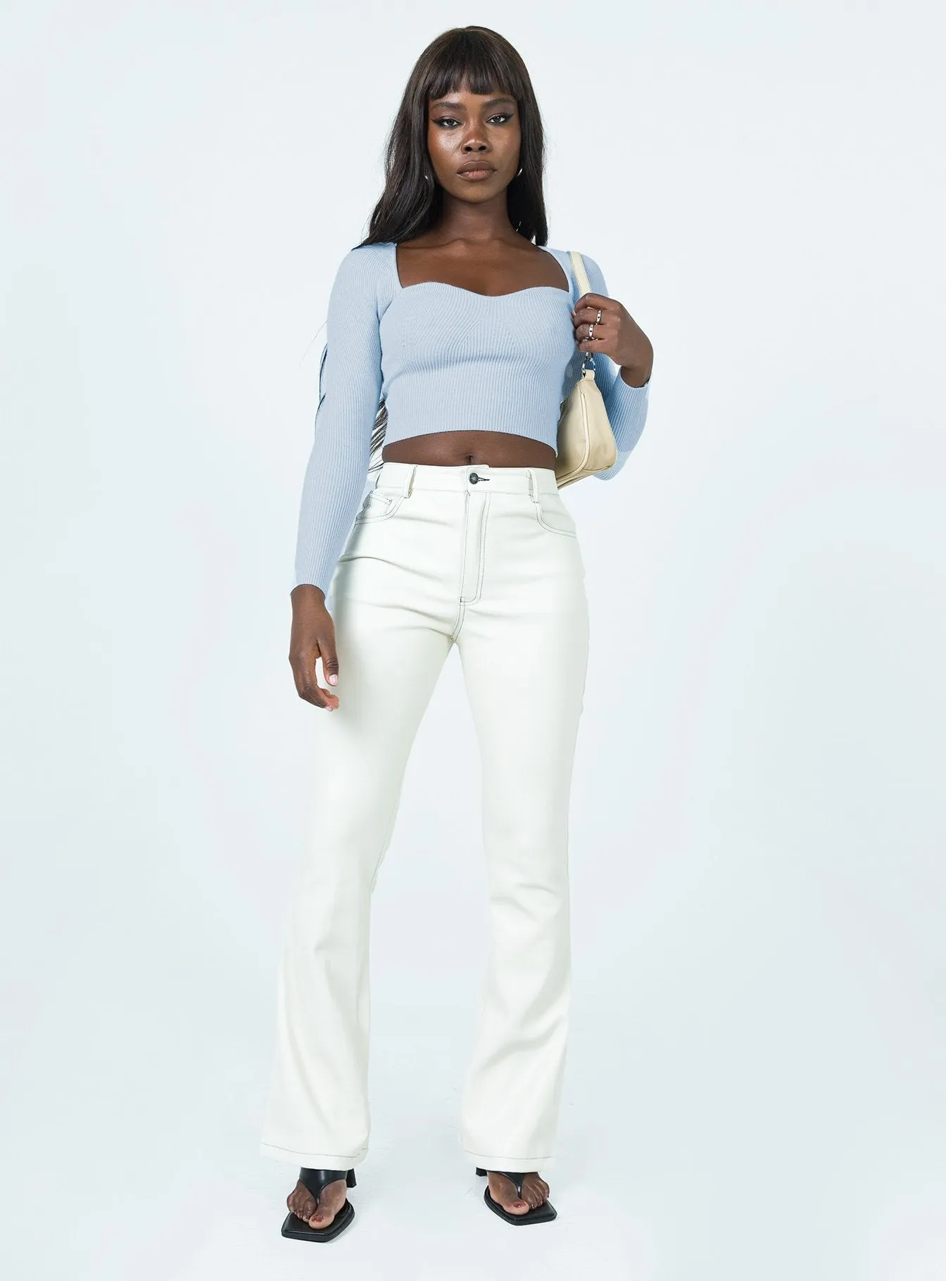 Motel Zorea Trouser PU Coconut Milk Performance Layer Slim Shape