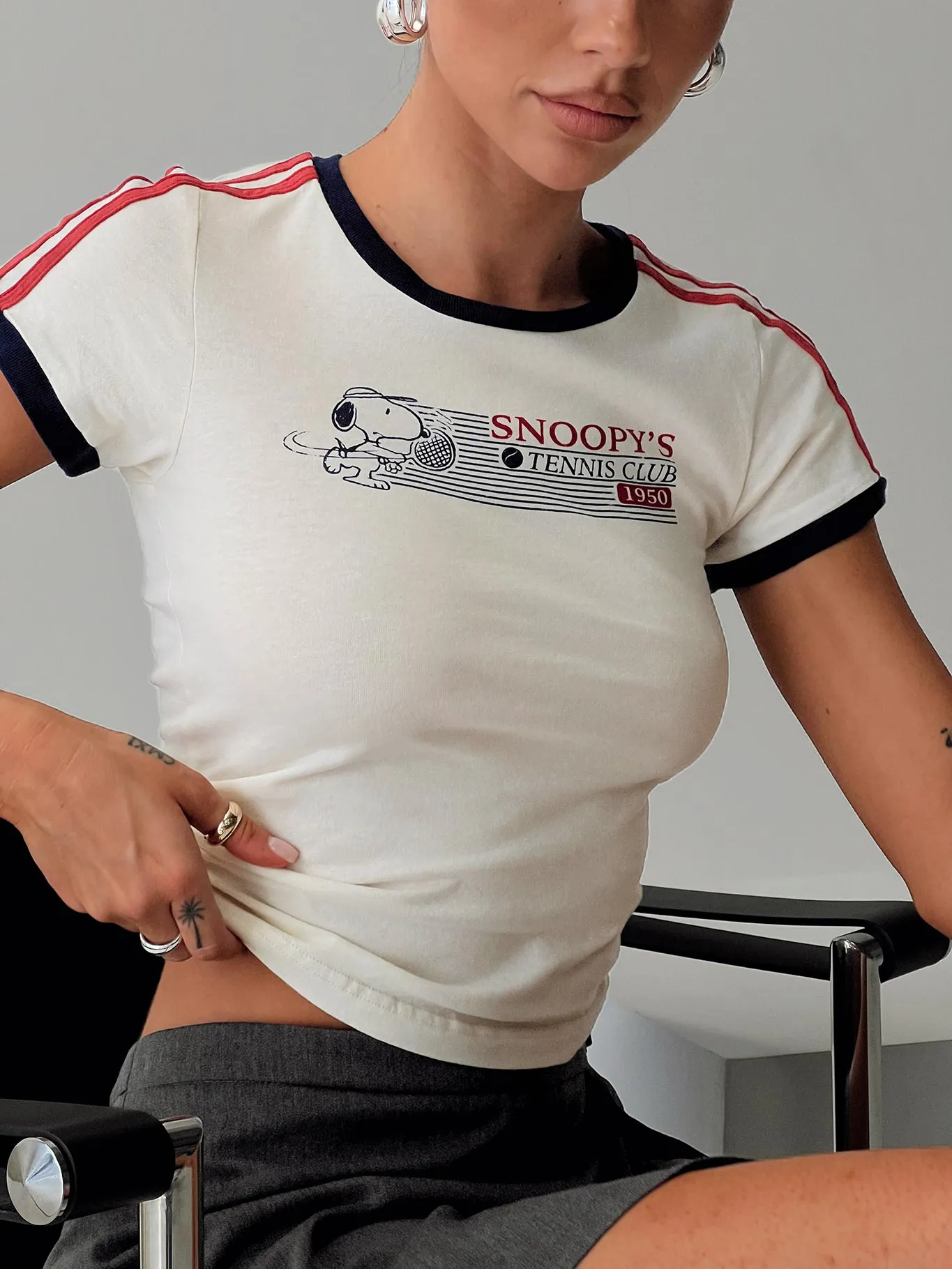 Office Wear Snoopy Tennis Club Tee White