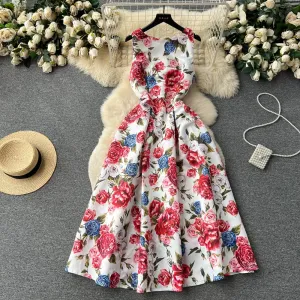 Sleek Drape stock Woman Clothes Manufacturer Wholesale Fashion Apparel Elegant Vintage Lady Floral Evening Casual Dresses