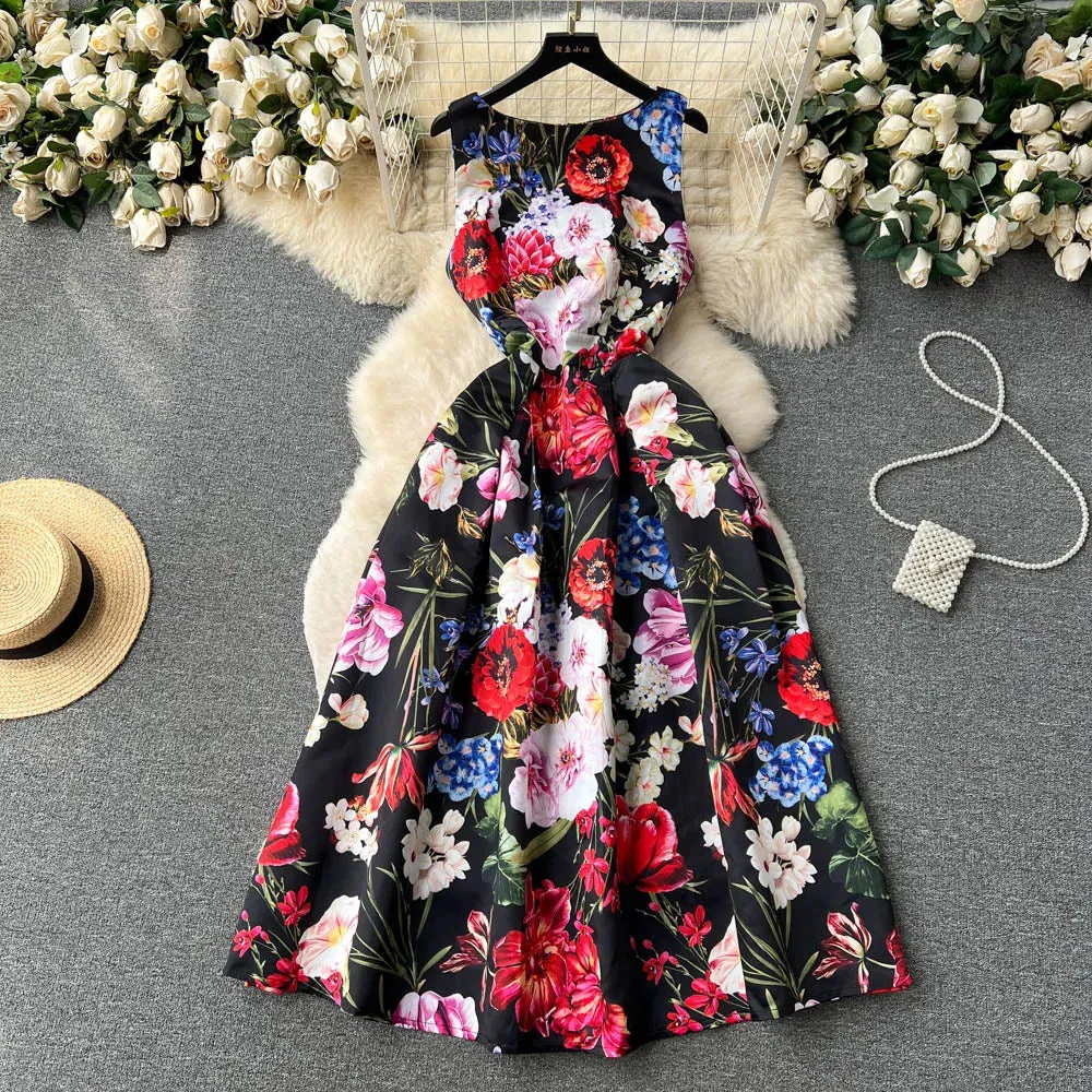 stock Woman Clothes Manufacturer Wholesale Fashion Apparel Elegant Vintage Lady Floral Evening Casual Dresses Classic Mood