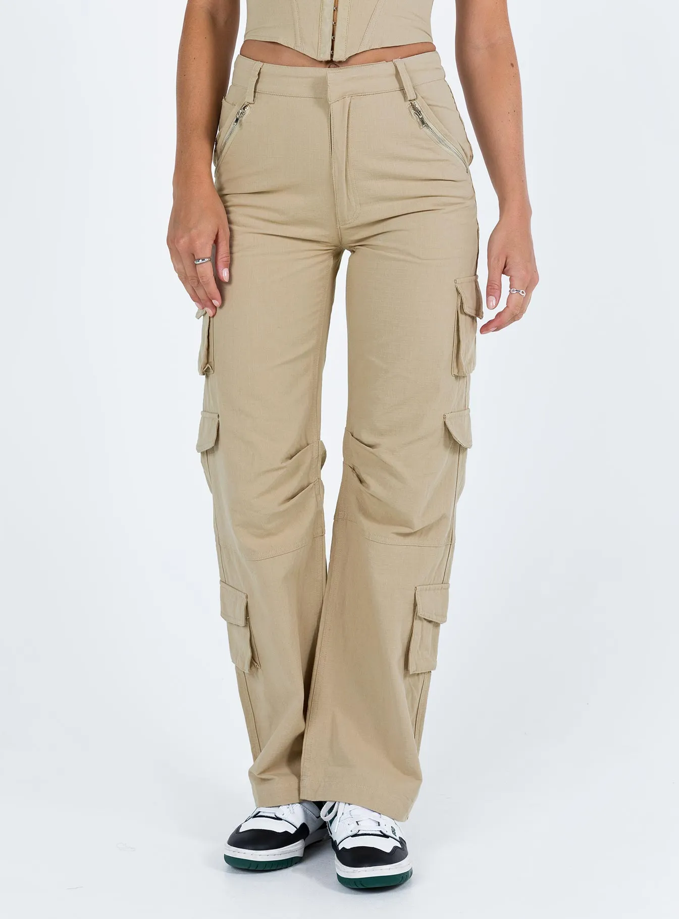 Libbie Pants Taupe Breathable fabric Flexible Knee Panels