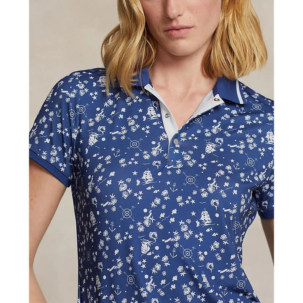 NonRestrictive Design RLX Ralph Lauren Women's Printed Airflow Golf Polo Shirt - Nautical Cnv/Beach Royal