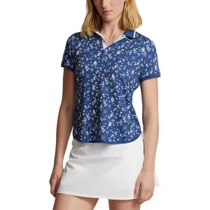 RLX Ralph Lauren Women's Printed Airflow Golf Polo Shirt - Nautical Cnv/Beach Royal Tencel Blend Fabric Stretch Ease
