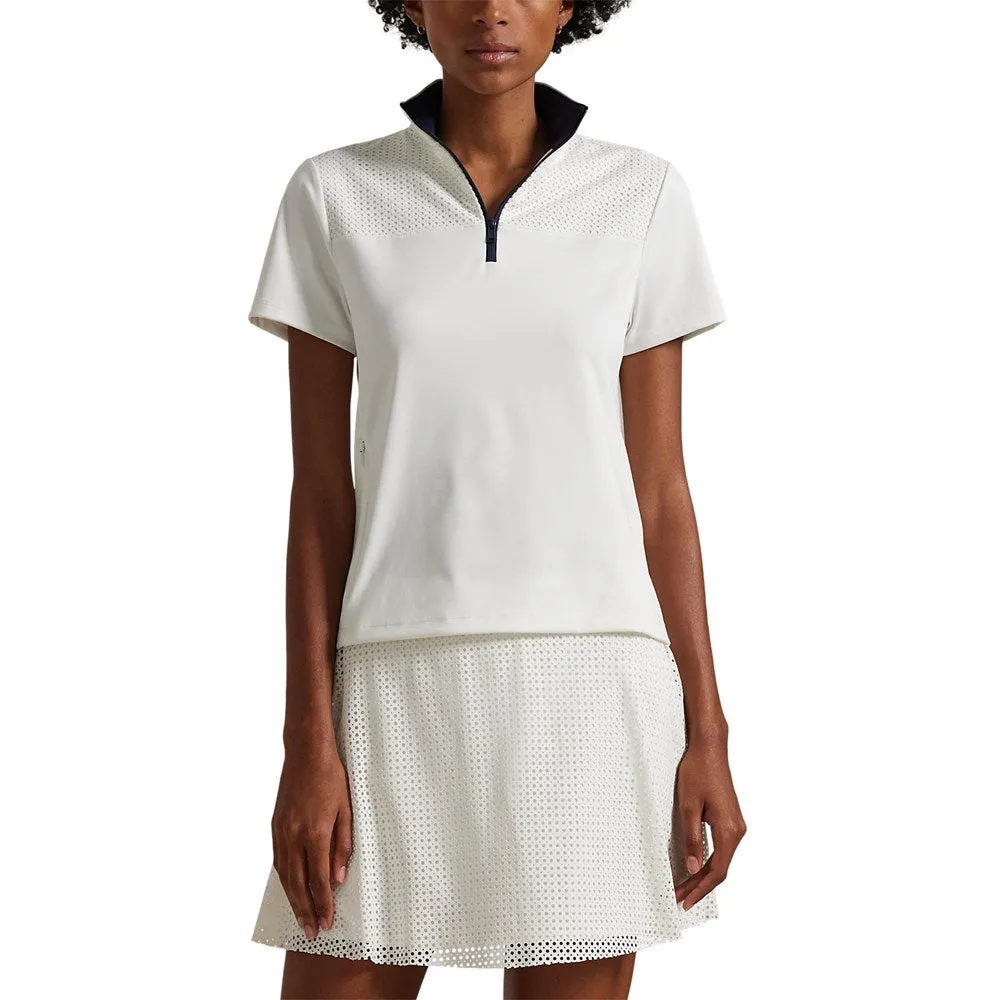 LayeredConstruction Comfortable fit RLX Ralph Lauren Women's Paneled 1/4 Zip Golf Shirt - Ceramic White