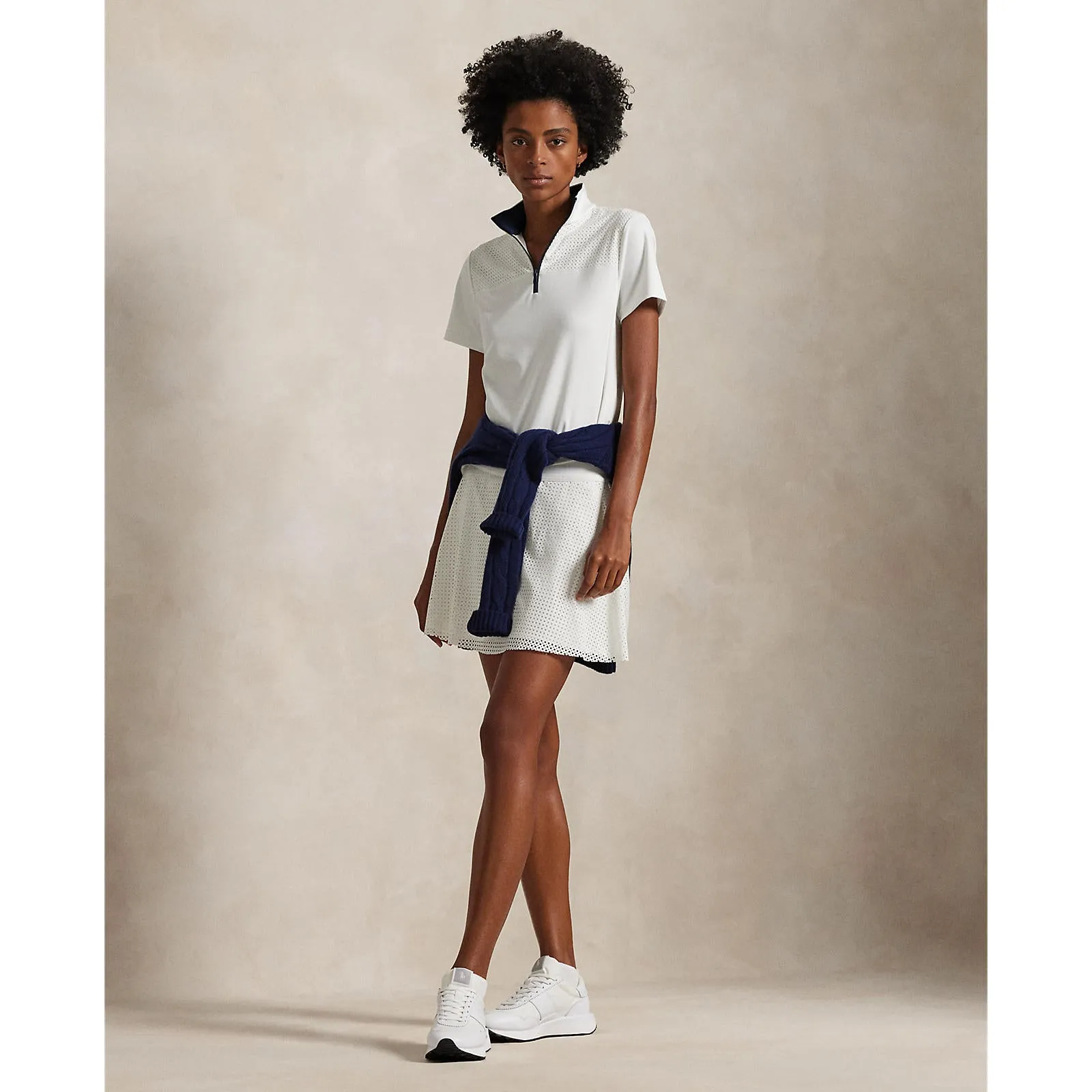 Campus Vibe Fairy Touch RLX Ralph Lauren Women's Paneled 1/4 Zip Golf Shirt - Ceramic White