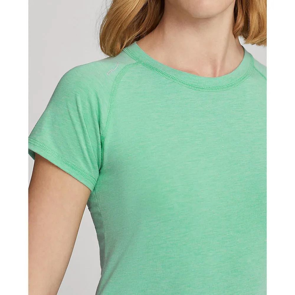 RLX Ralph Lauren Women's Stretch Crew Tee - Resort Green Heather Hope Fit