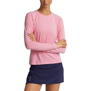 RLX Ralph Lauren Women's Long Sleeve Stretch Crew Tee - Pink Flamingo CompressionEnhanced