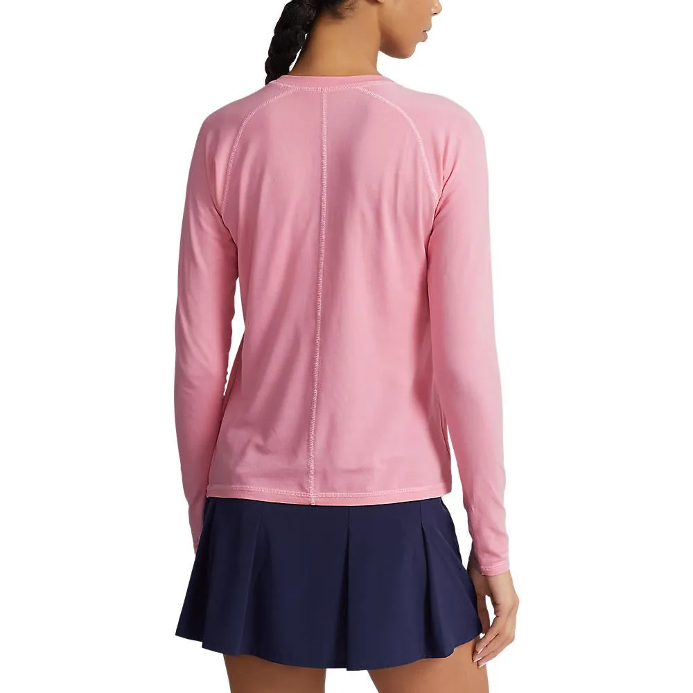 RLX Ralph Lauren Women's Long Sleeve Stretch Crew Tee - Pink Flamingo Cold Weather Wear