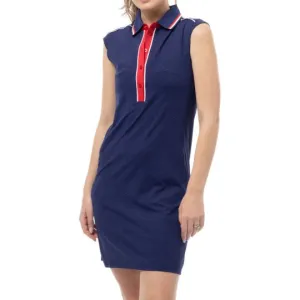 New SanSoleil Ladies SOLSTYLE Cool 36" Sleeveless Golf Dress - Betsy Navy Influencer-Approved