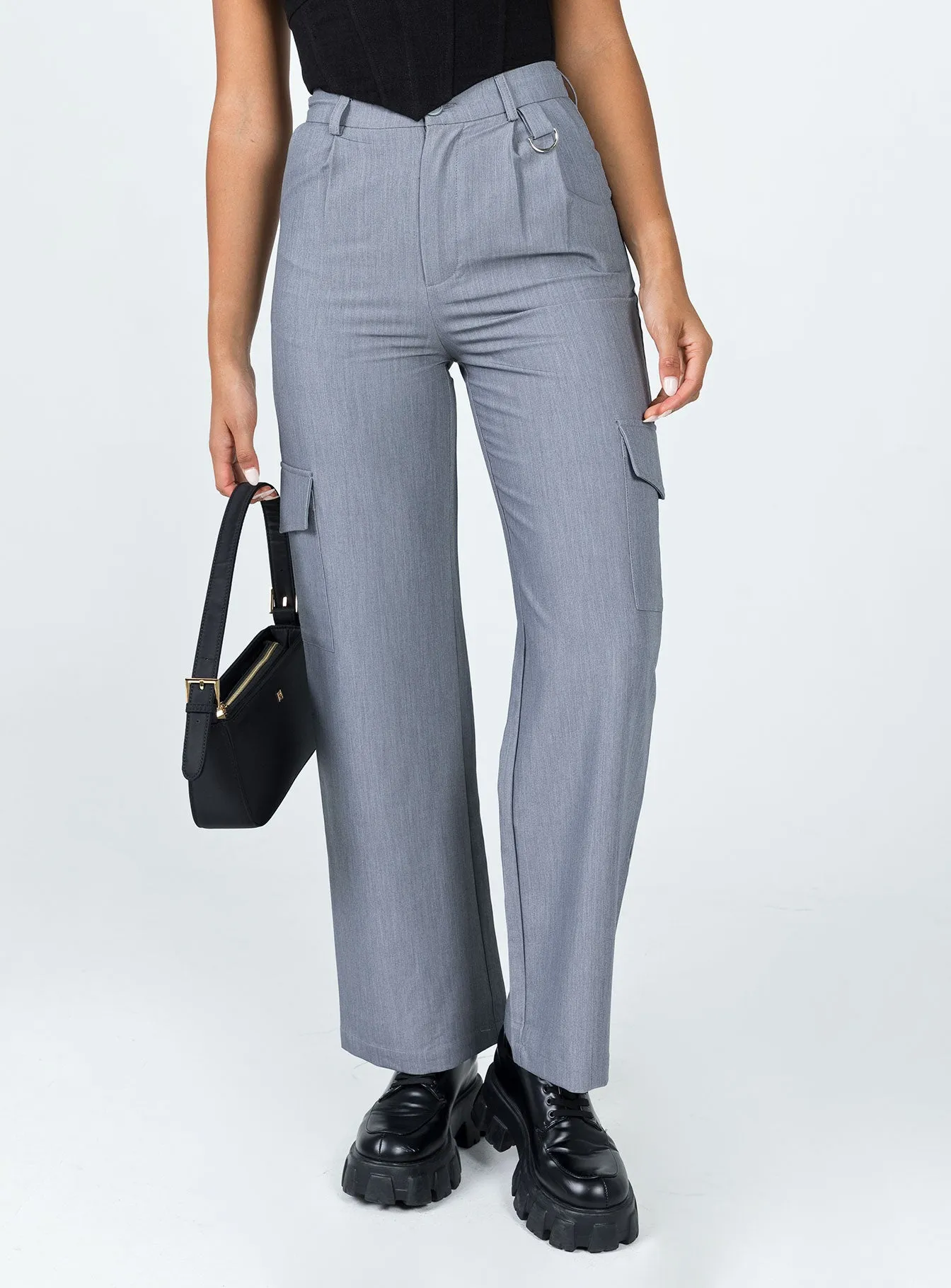 Flat Lock Stitching Breeana Pants Grey