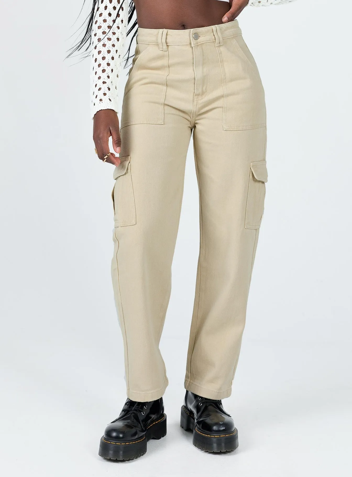 Structured Hemline Adelaide Cargo Jeans Stone
