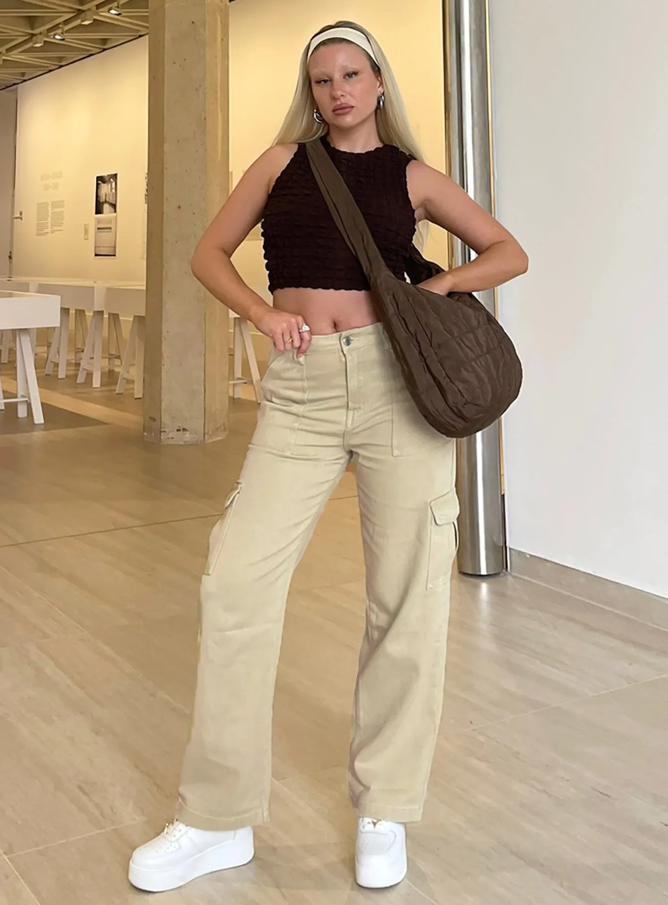 Slim Look Fit Durable Stitching Adelaide Cargo Jeans Stone