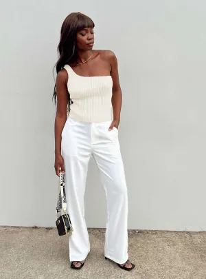 Bianca Pants White Double Needle Stitching