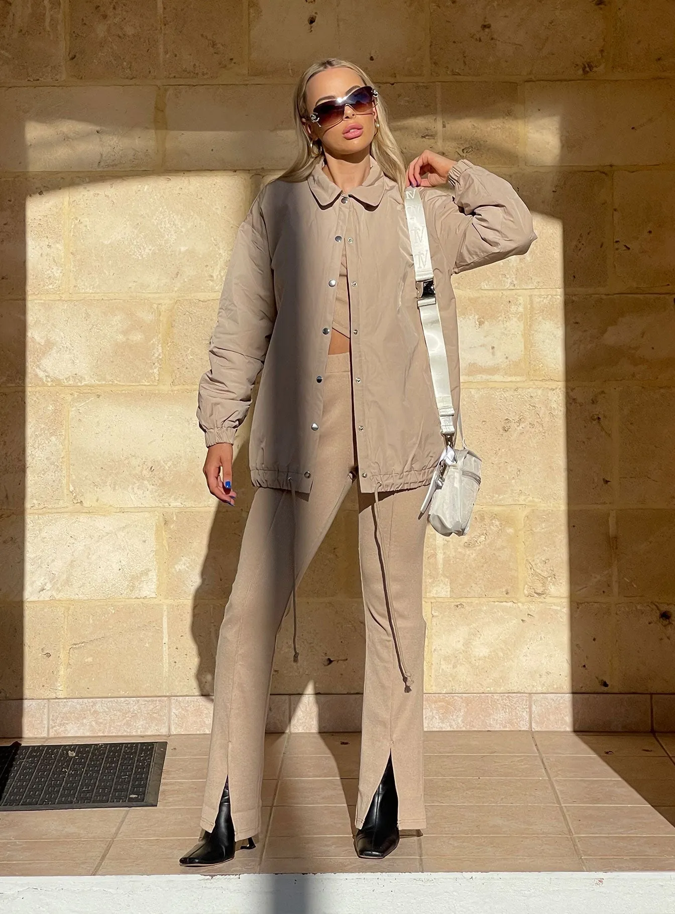 Fayth Ribbed Pants Brown Quick Release Buckle