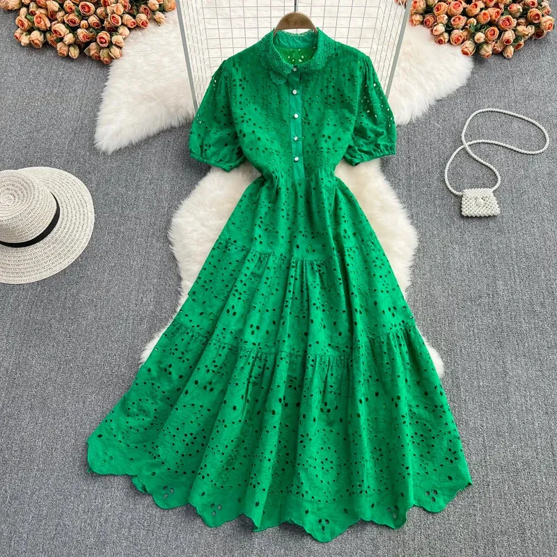 Smooth-Finish Neutral Mood Short Sleeve V-neck Solid A-line Dress Spring High Waist Maxi Dress Ladies Elegant Dresses Clothes Women